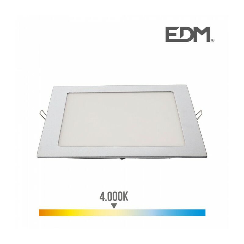 DOWNLIGHT LED EMPOTRABLE CUADRADO 20W LUZ DIA 4000 K 1500 lm COLOR CROMADO 22 x 22 cm